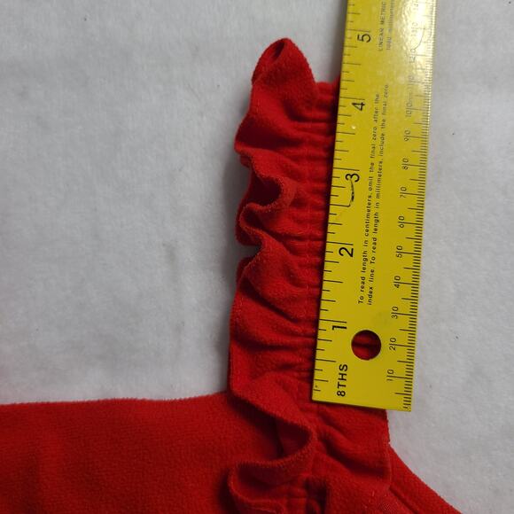 Vintage Her Majesty Red Fleece Sleeveless Girls Dress Size 4 A Line 2089 - Picture 4 of 7